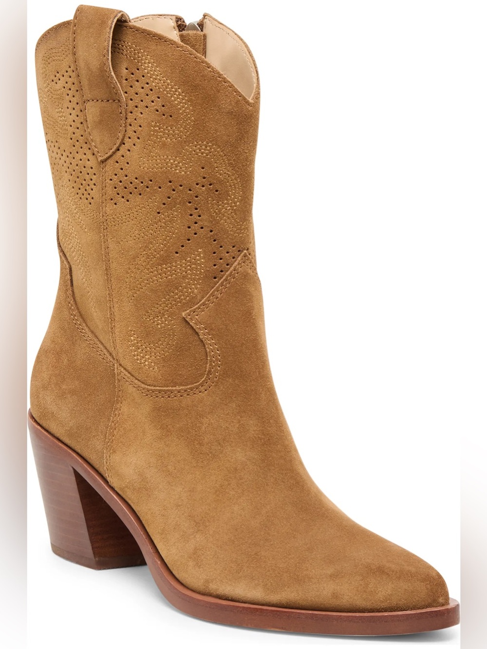 Dolce Vita Tan Suede Western Block Heel Boot Size 7 NWT 🤎
